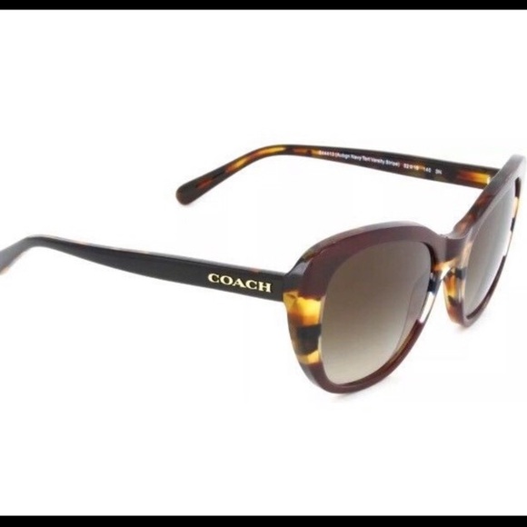 Coach Aubgn Navy Tort Varsity Stripe Sunglasses - Picture 2 of 8